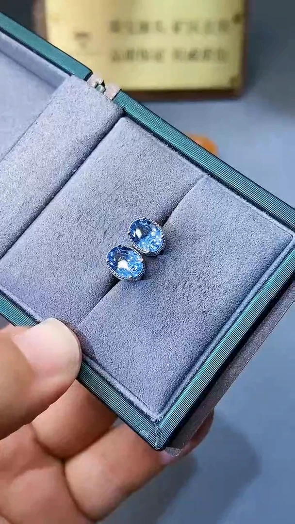 【闪购商品】海蓝宝石耳饰银S925镶嵌561