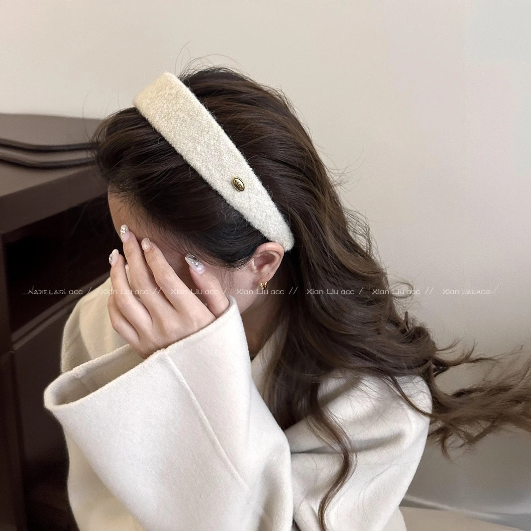 日常外戴毛呢金标发箍女2025新款洋气时尚百搭头箍高颅顶头饰发饰
