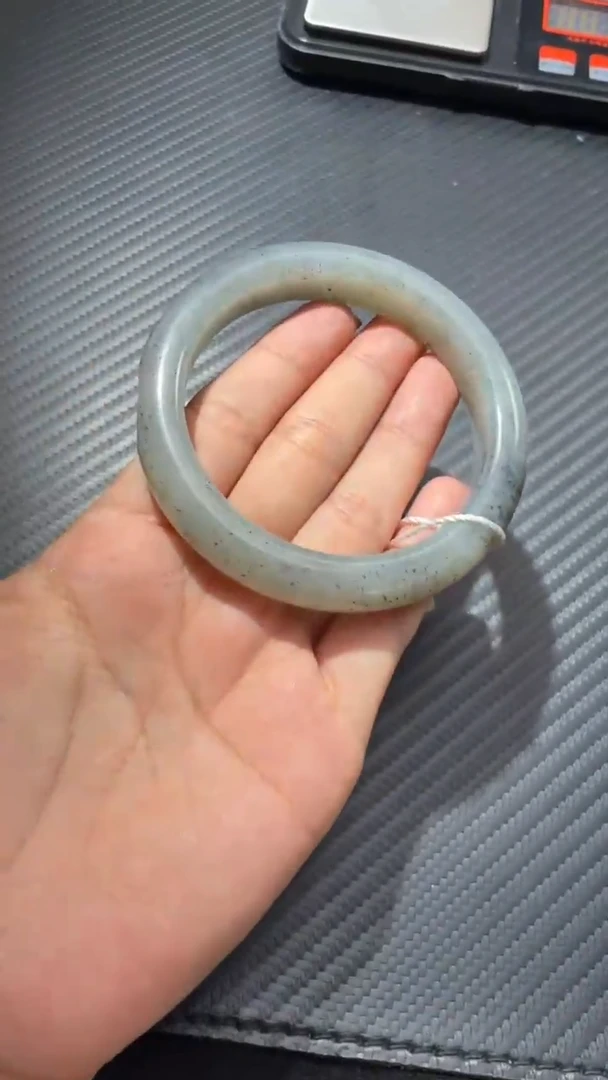 未镶嵌手镯和田玉（子料）籽料散墨青花手镯59+微色差 约52g