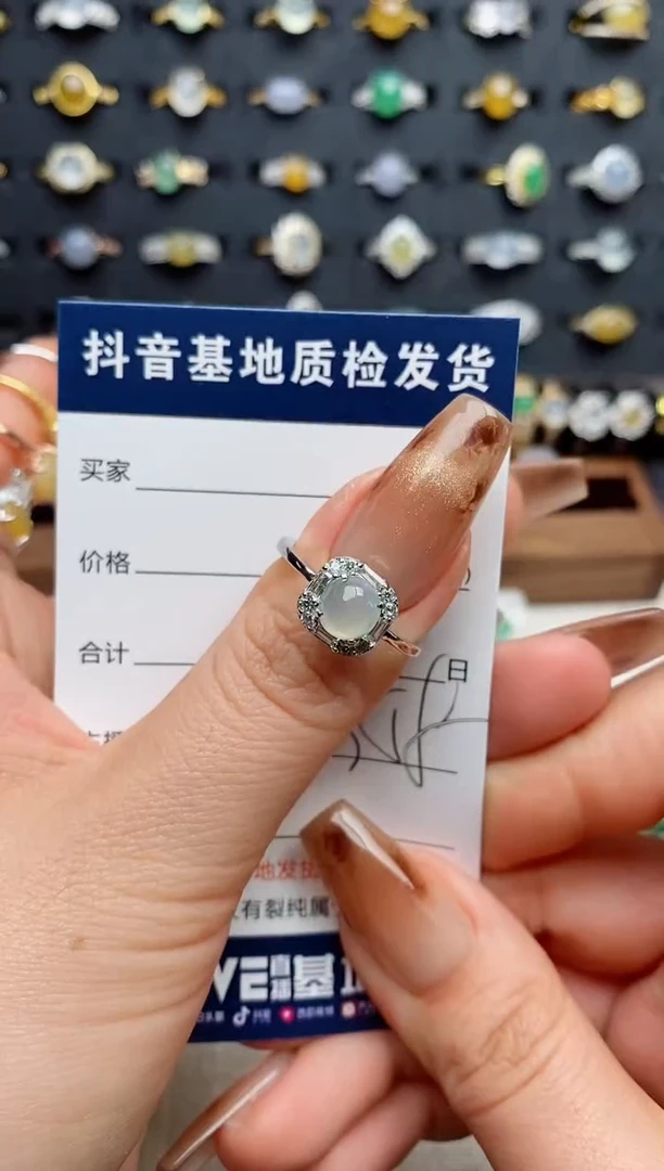 银S925镶嵌戒指翡翠沐*?.