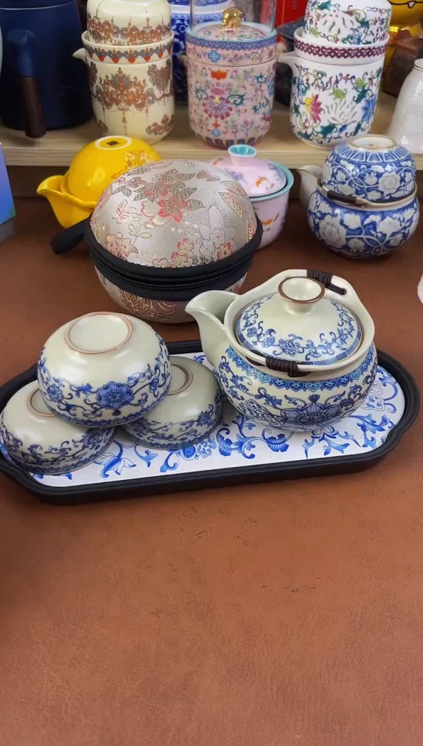 陶瓷茶具摆件旅行套组