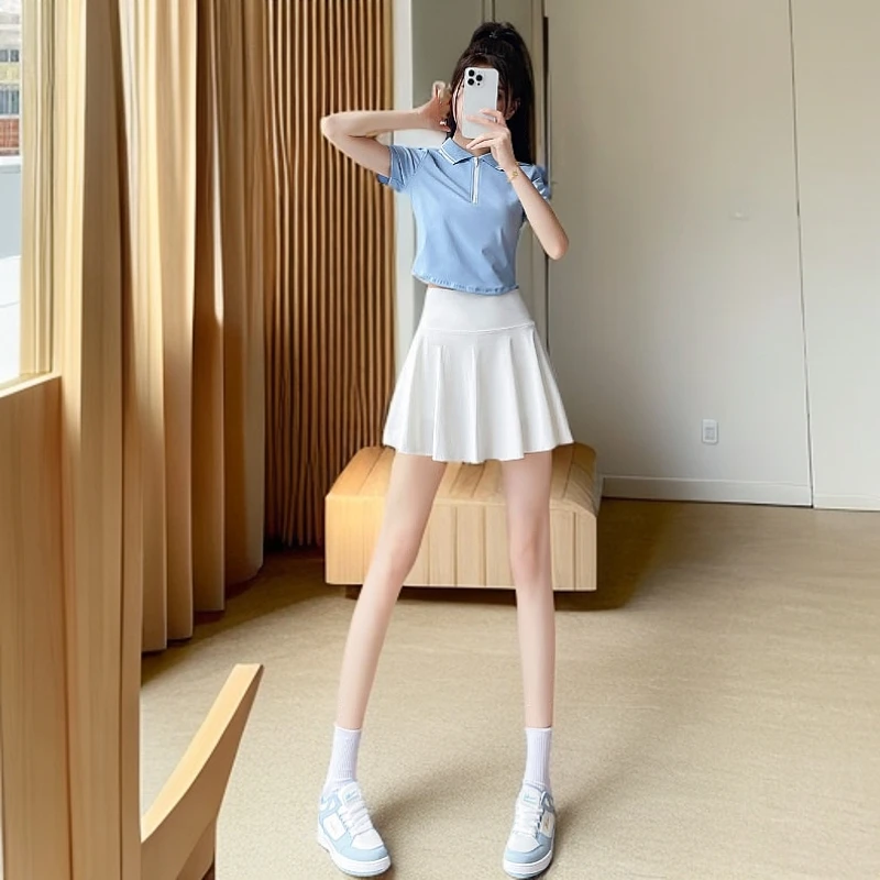 2025新款晨跑服网球速干短裙健身衣运动套装羽毛球服休闲跑步夏女
