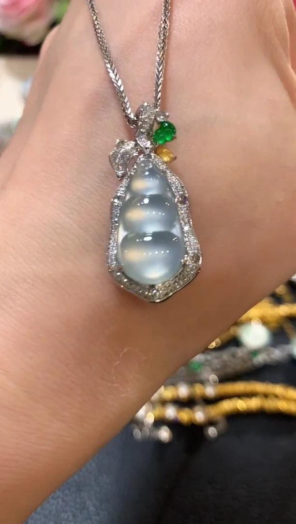 吊坠(不含链)18K金镶嵌翡翠n43