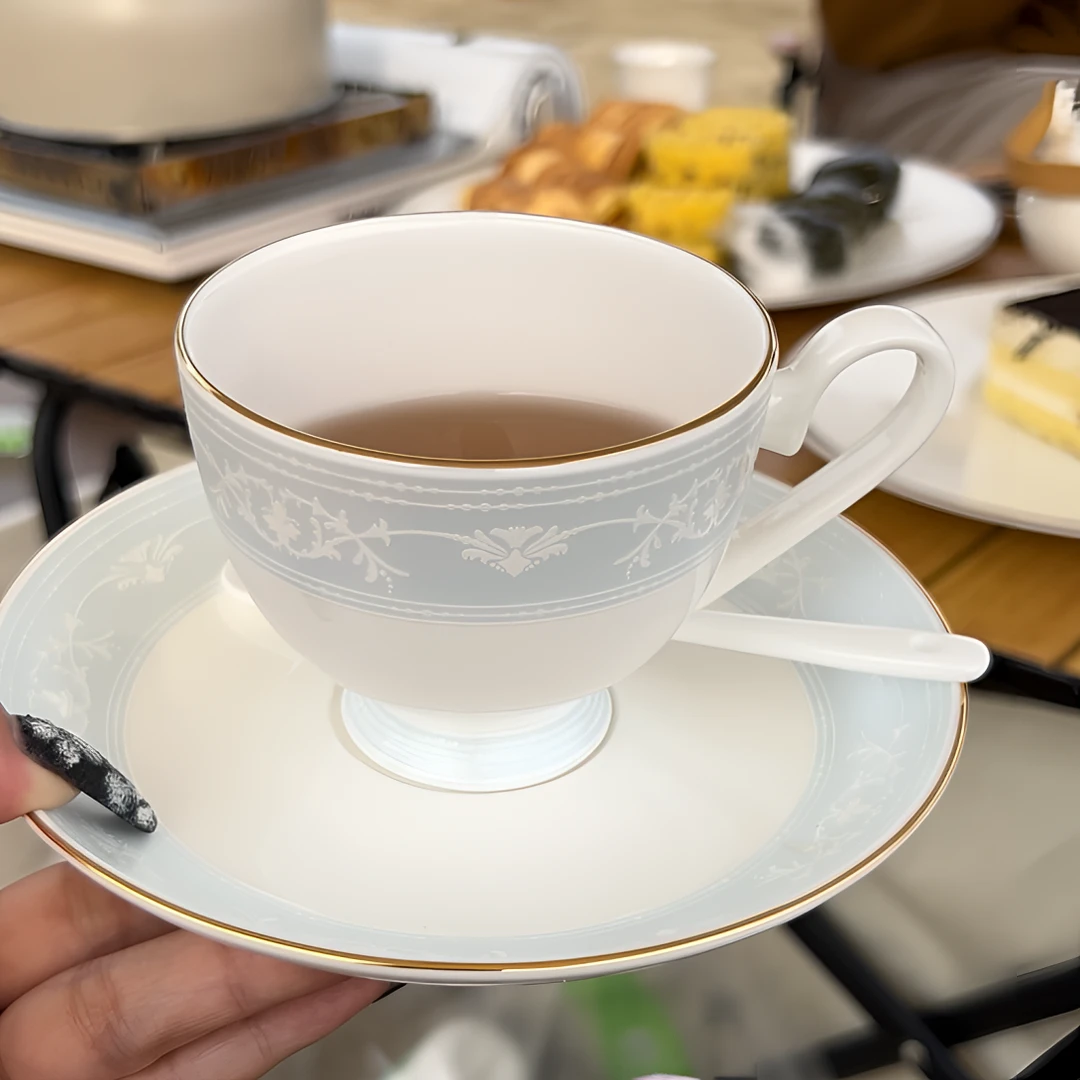 「爱琴海」3头高足咖啡杯套装 精致 高档 轻奢咖啡杯