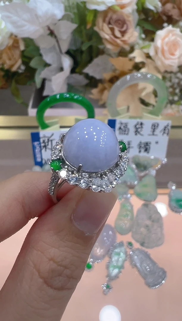 银S925镶嵌戒指翡翠多样性团购发一件