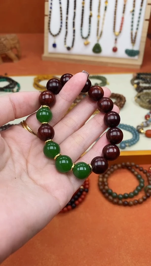 手串檀香紫檀（小叶紫檀）未镶嵌单圈印度小叶紫檀玛瑙手串