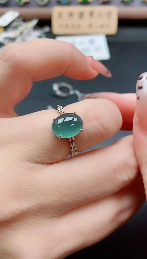 银S925镶嵌戒指翡翠1