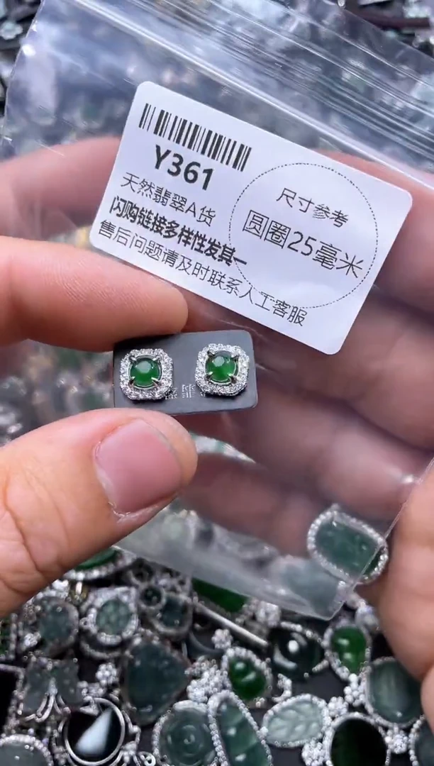 【闪购商品】翡翠颈饰未镶嵌Y361耳钉