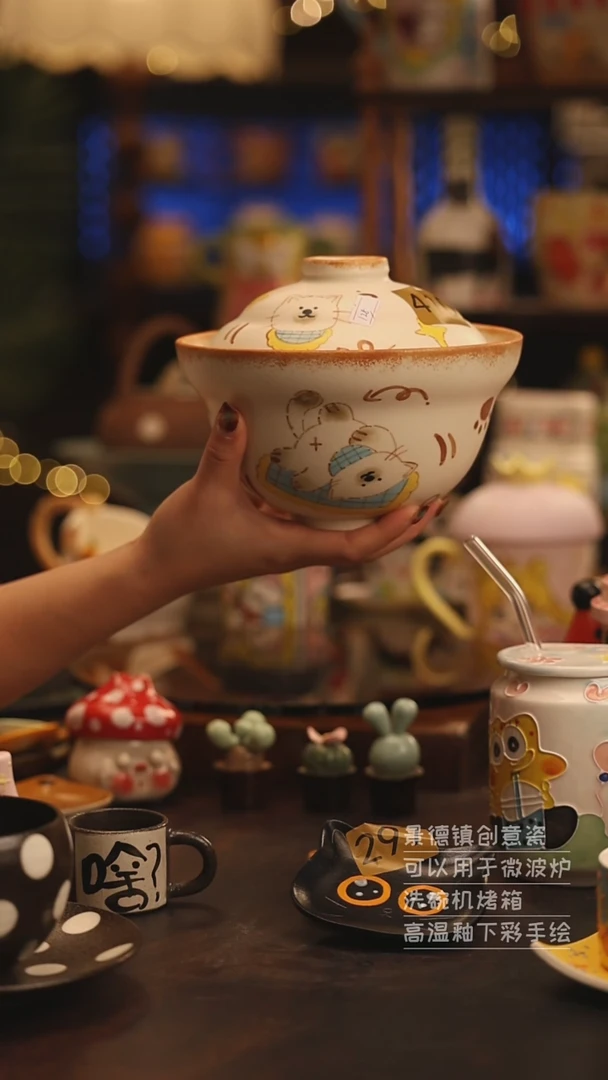 陶瓷景德镇可爱陶瓷釉下彩绘设计师款
