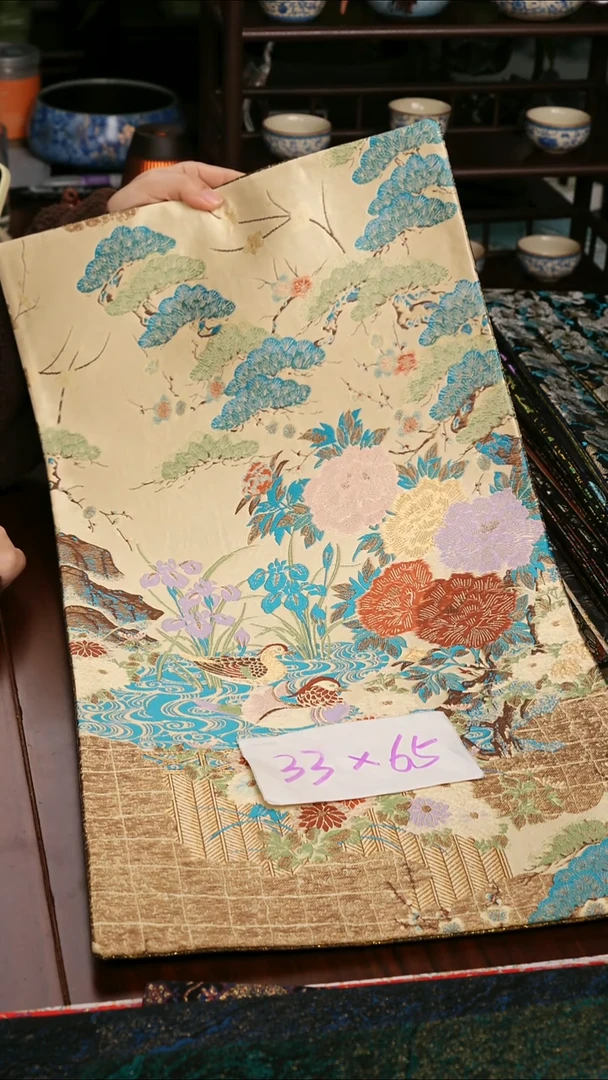 【西阵织鸳鸯戏水双面】中国风干泡织锦茶席33*65