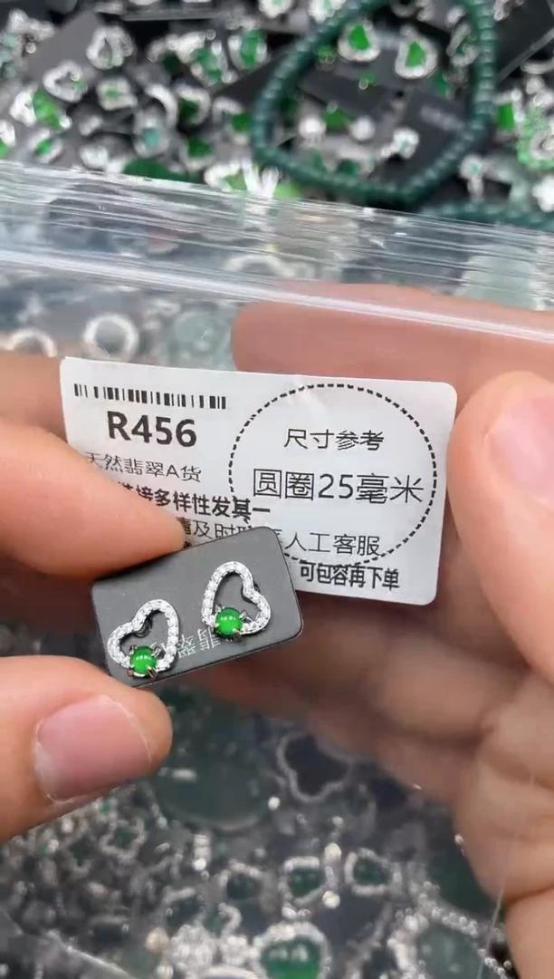 翡翠未镶嵌颈饰R456耳钉