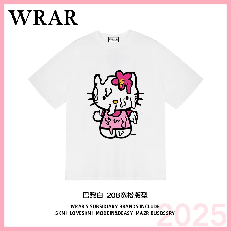 【流汗KT】新品潮流夏季透气宽松T恤白色休闲情侣春夏个性印花