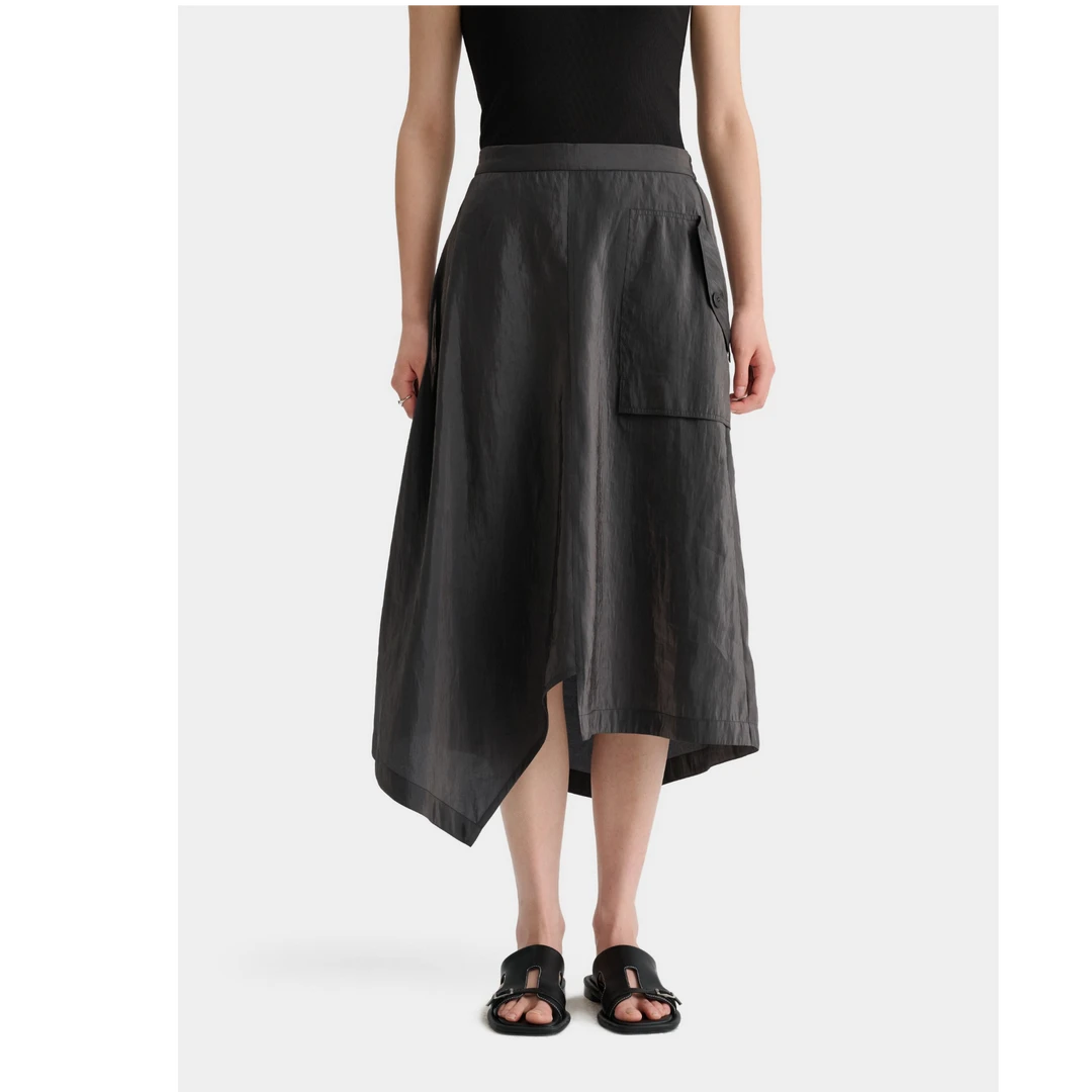 deepmoss 25SS春夏新品 墨色水光尼龙不规则半裙