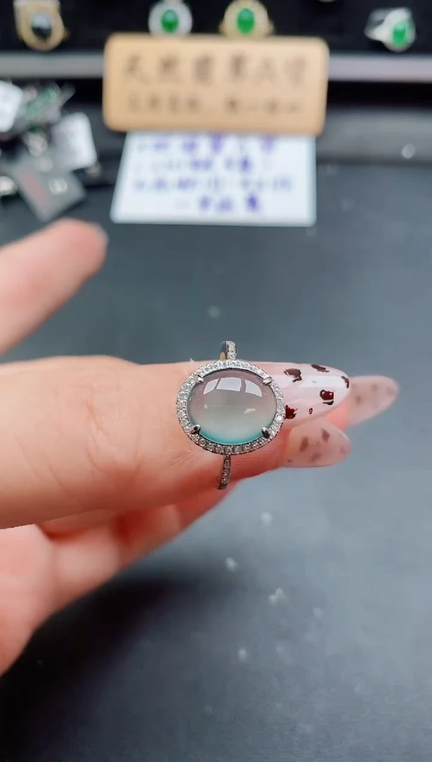 银S925镶嵌戒指翡翠1