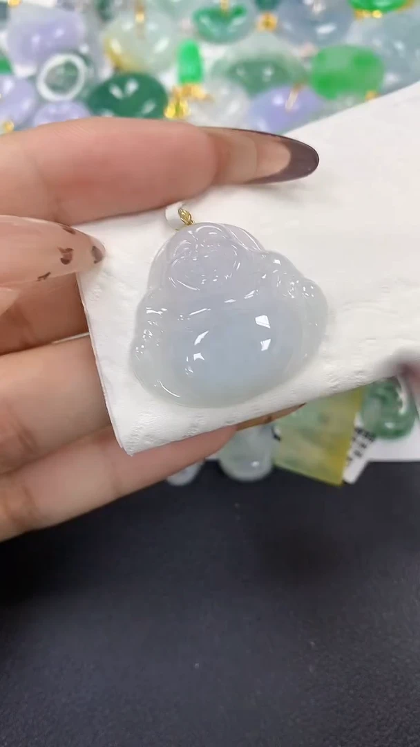 颈饰18K金镶嵌翡翠a货假一赔三支持复检百元上9元证书费自理