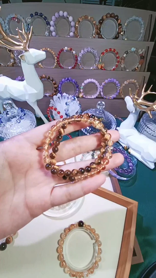 水晶手链银S925镶嵌黄水晶