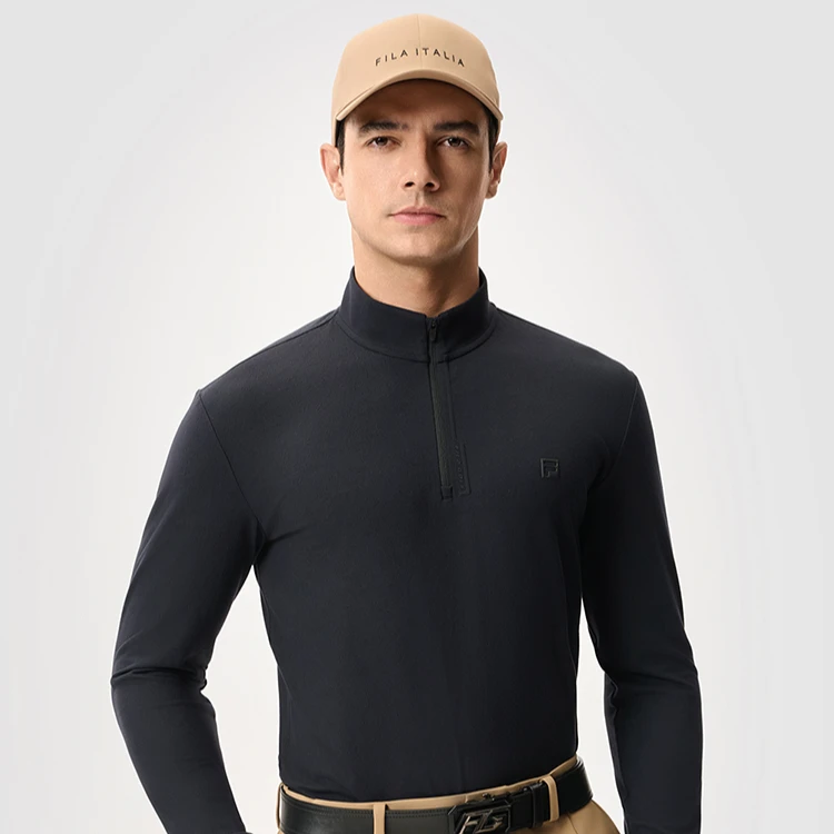 FILA斐乐上衣【纯色polo衫】运动男装春秋简约百搭长袖A11M515205F