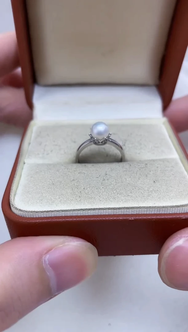 银S925镶嵌戒指海水珍珠