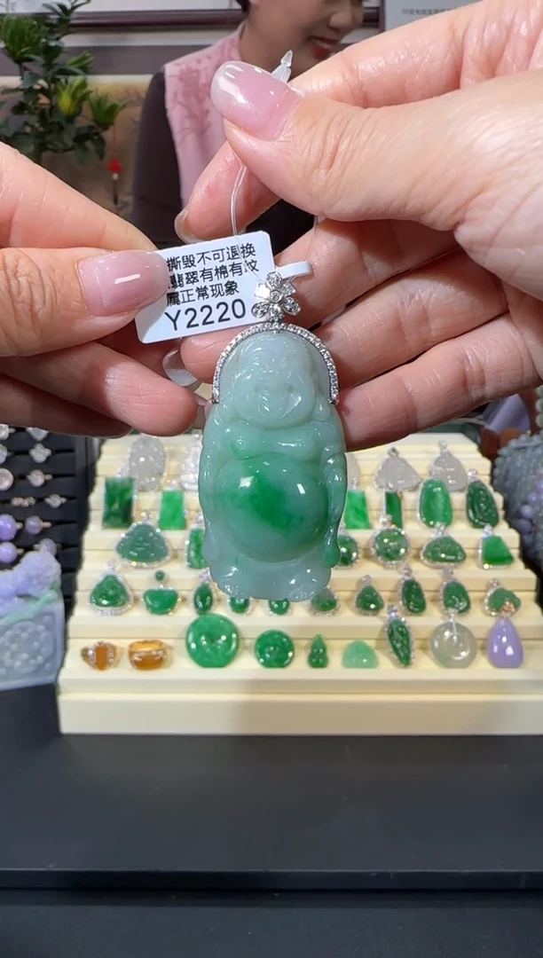 颈饰18K金镶嵌翡翠Y2220 佛公