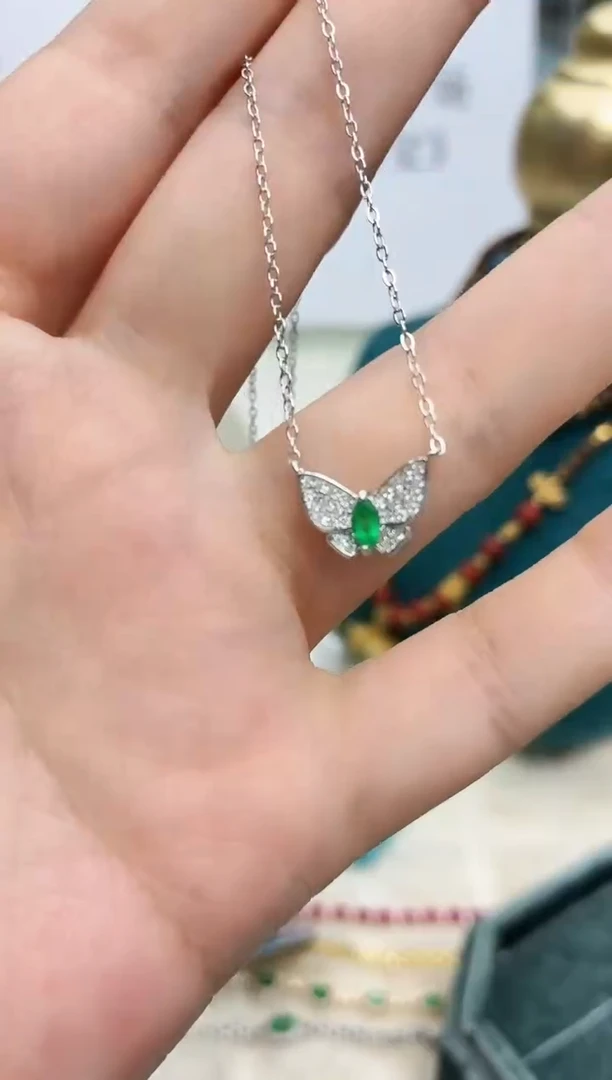 银S925镶嵌项链祖母绿392ZB1207产品一个（多样性）
