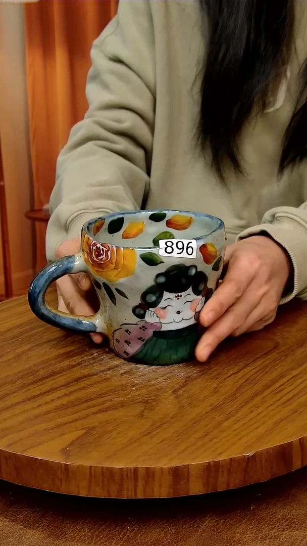 杯子陶景德镇手工手绘釉下彩陶瓷