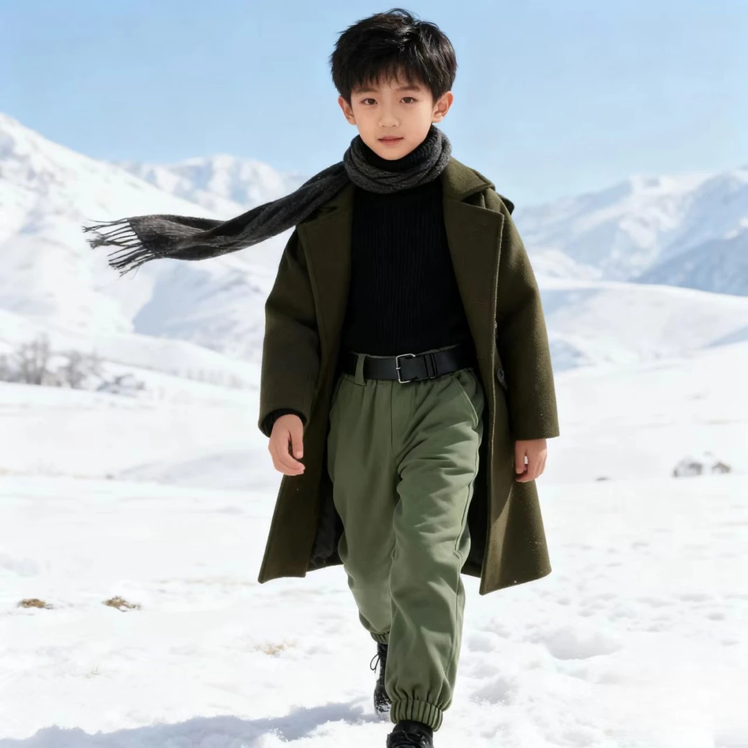 F01205男童秋冬加绒加厚工装裤子2025青少年棉布女孩长裤成人可穿
