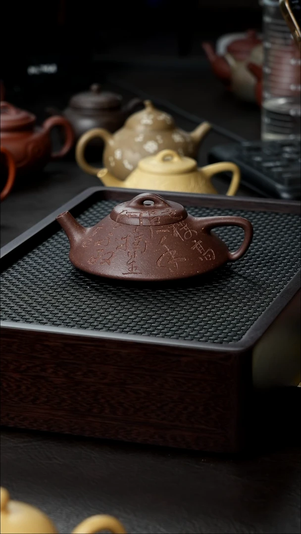 茶壶紫砂千禧紫泥紫合瓢半手微瑕120