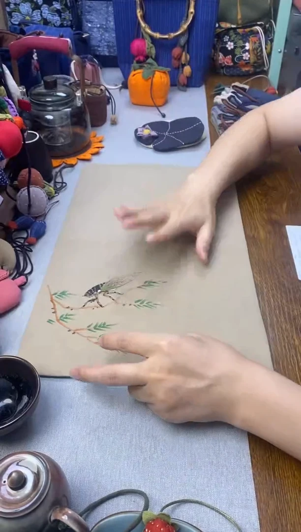 手绘蝉鸣茶席(配件)——