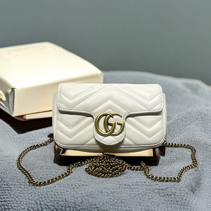 95新 GUCCI/古驰 白色马蒙supermini包 1191 8436