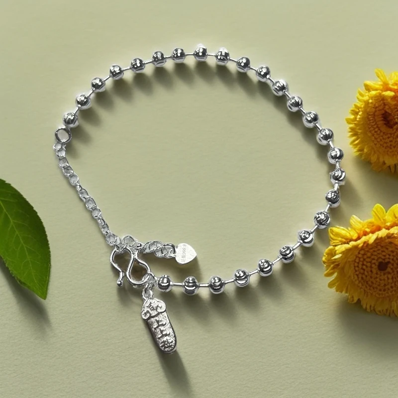 足银手链 上上签民族风优雅珠珠手链