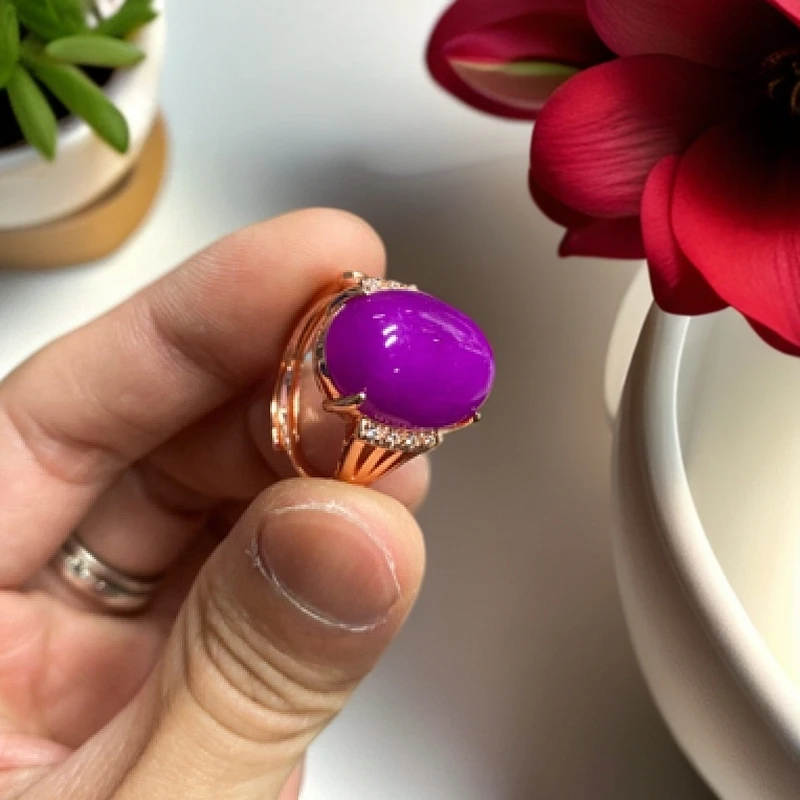 玉化紫戒指百搭144