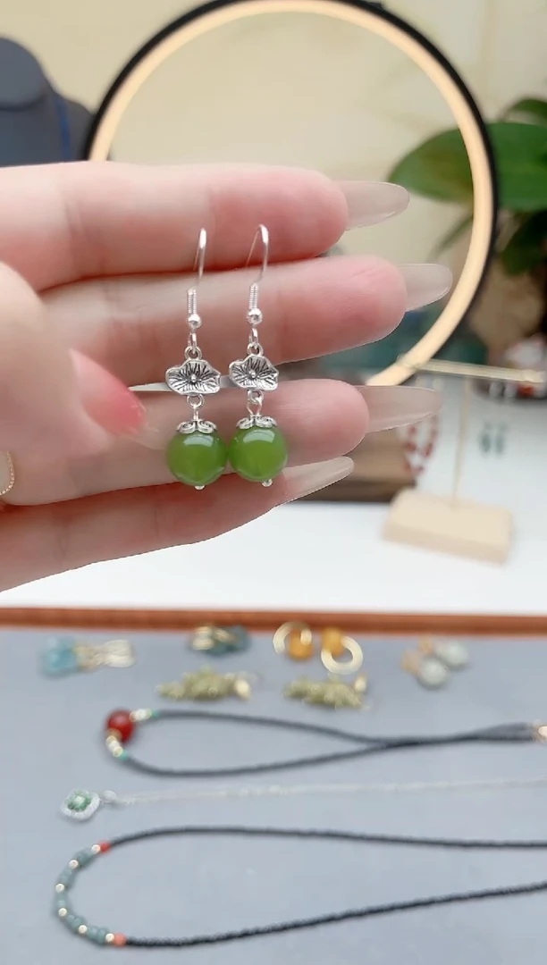 玛瑙/玉髓耳饰银S925镶嵌682