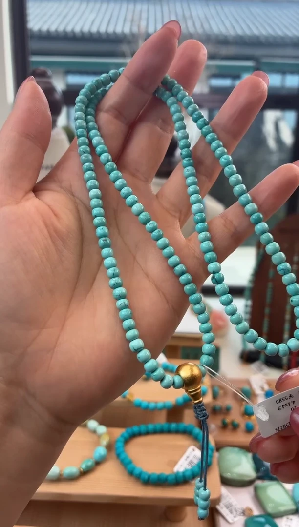 银S925镀金镶嵌绿松石项链1