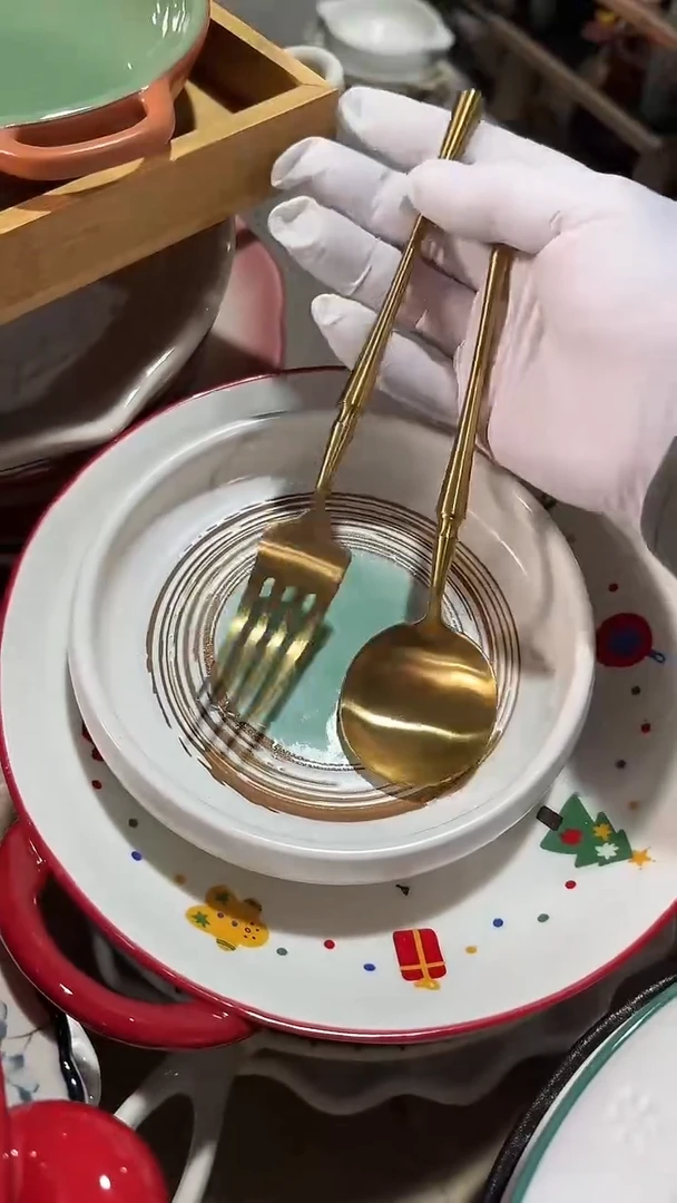 陶瓷2件套 勺子和叉 微瑕凑满20元包邮