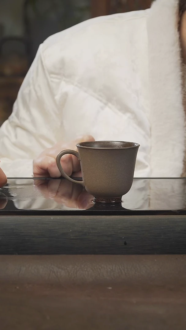 茶壶紫砂24 青段主人杯带把100cc