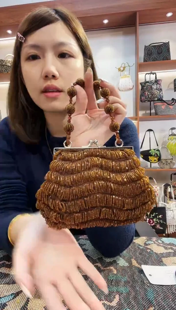 织物37号（多色可选）手工珠珠包包腋下斜跨包手拿包手提晚宴包