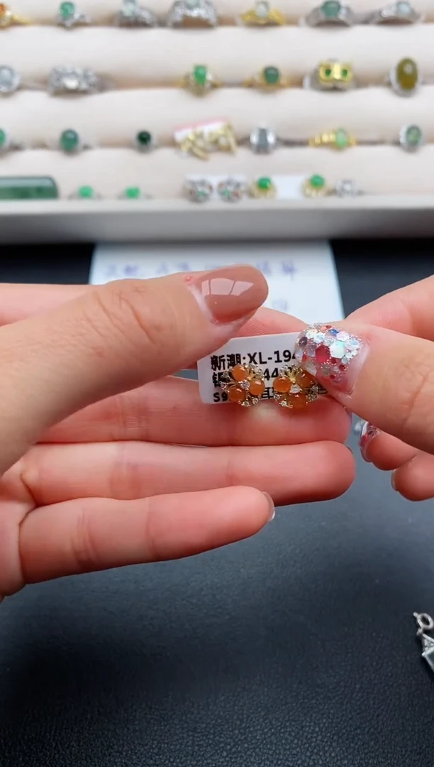 银S925镶嵌戒指翡翠缅甸天然A货翡翠111  7-4