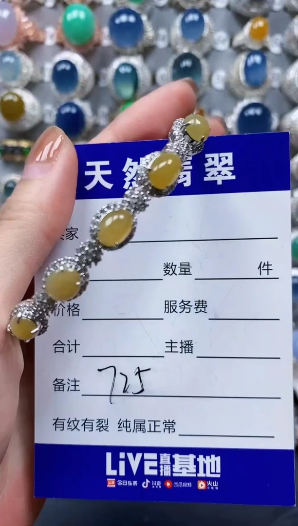 翡翠手镯银S925镶嵌0725