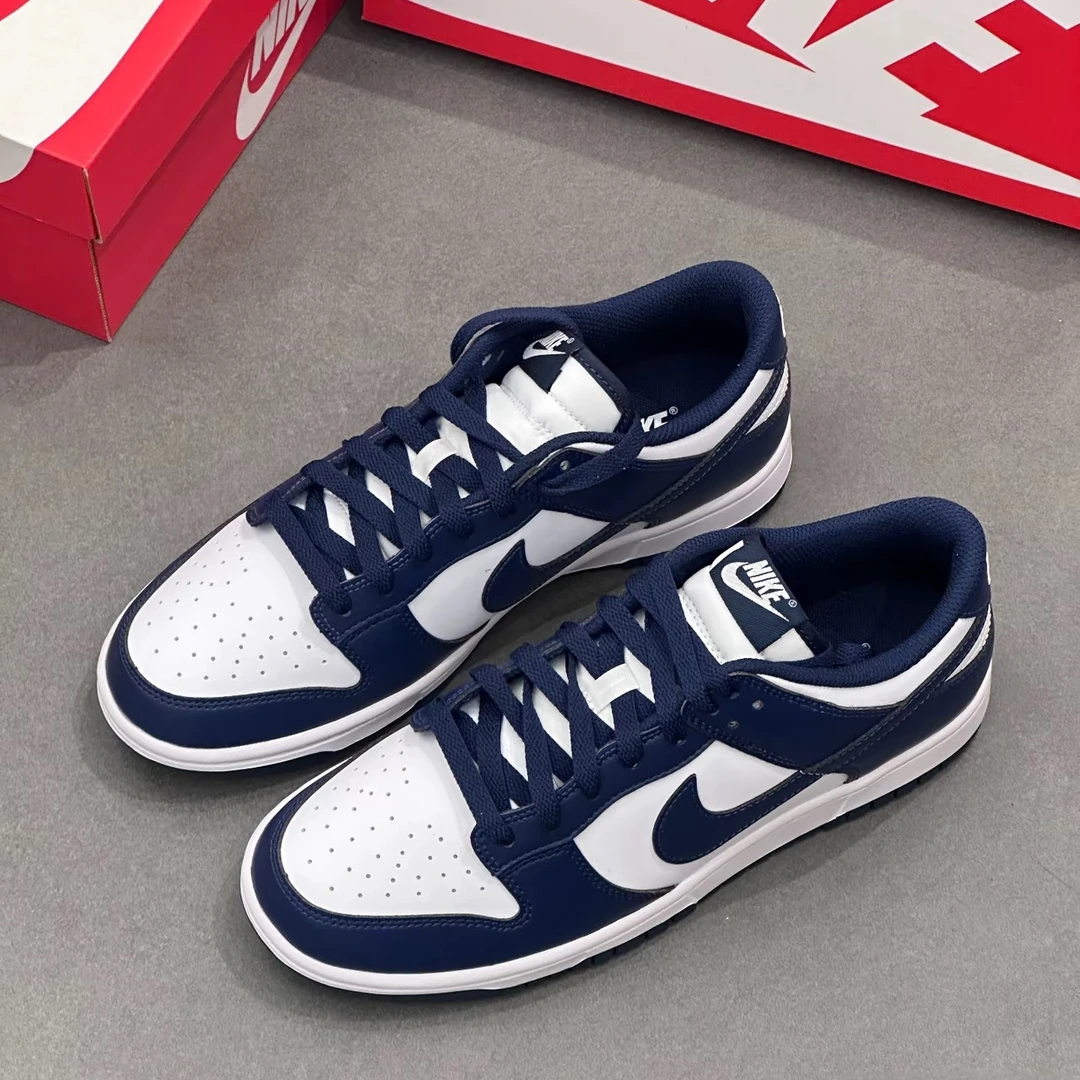 Nike Dunk LOW RETRO舒适百搭薄底防滑耐磨低帮板鞋男款白蓝
