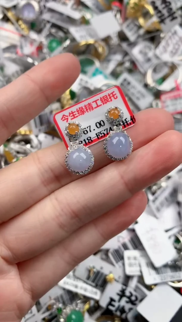 银S925镶嵌戒指翡翠12         6