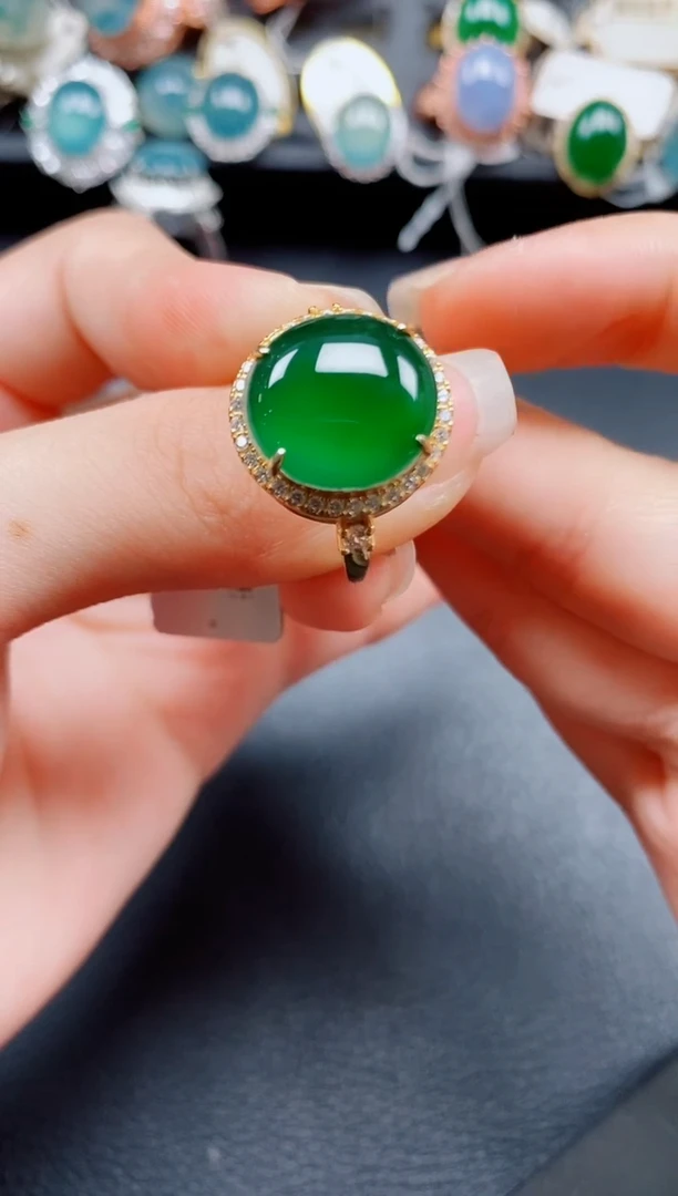 银S925镶嵌戒指翡翠翡翠