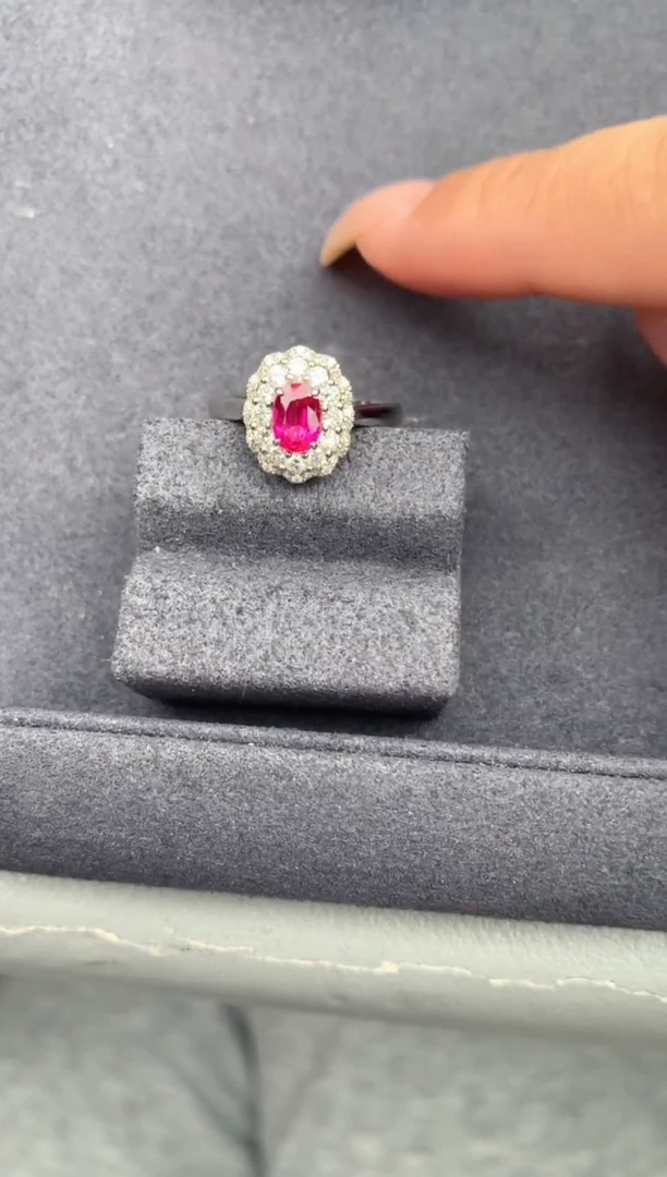 红宝石戒指18K金镶嵌60分红宝石  FE