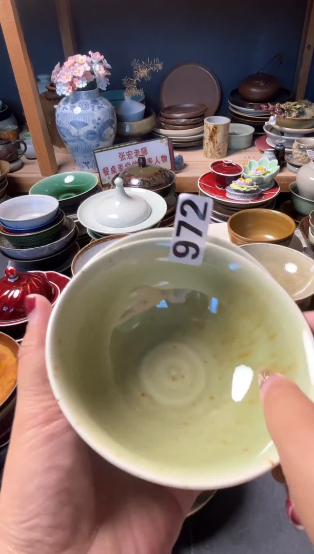 瓷片喵972枣红花碗福利2只