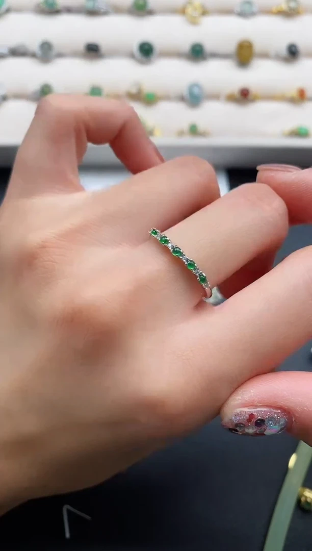 银S925镶嵌戒指翡翠22222222+9