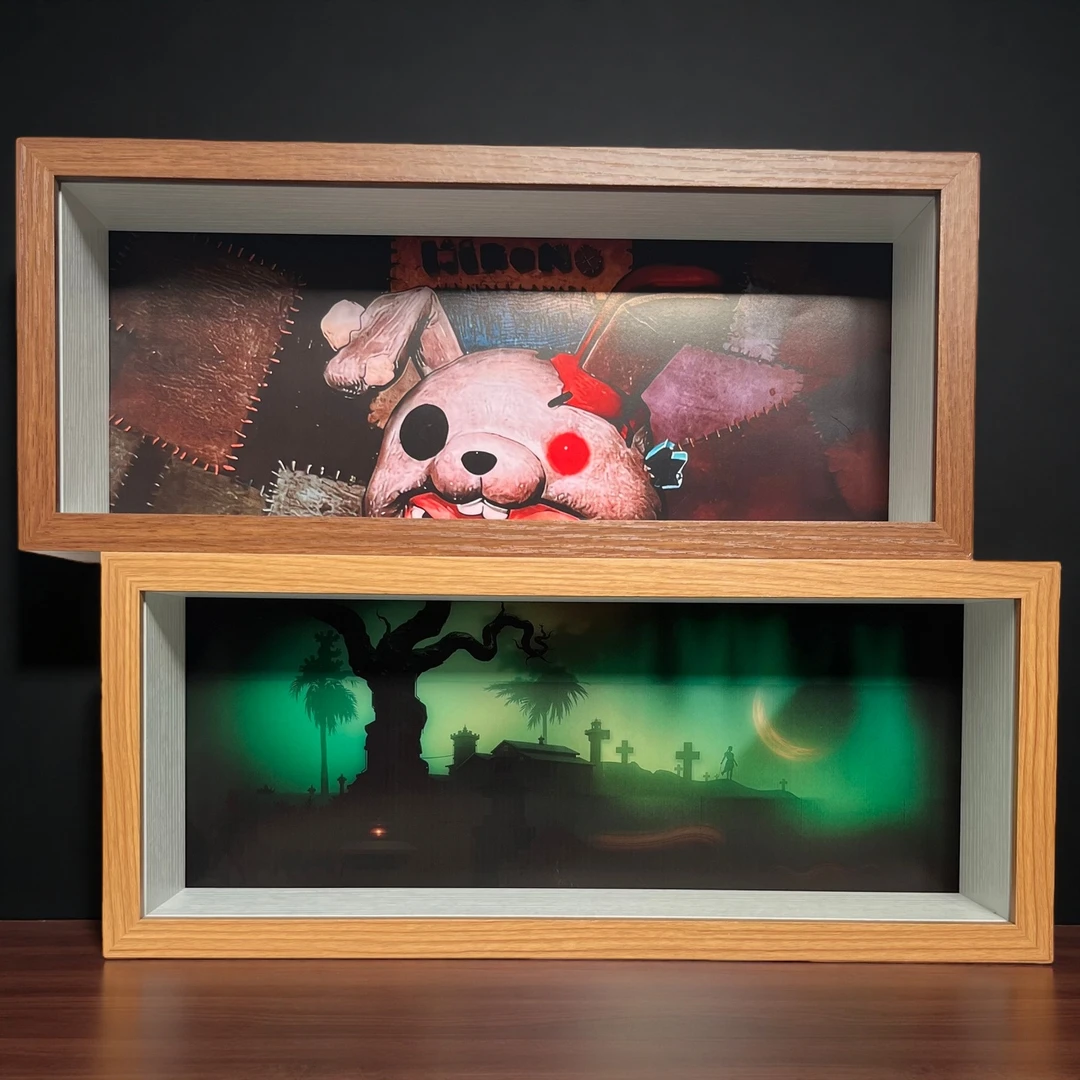 适用泡泡玛特小野Hirono诡乐园手办盲盒相框盲盒收纳展示相框造景