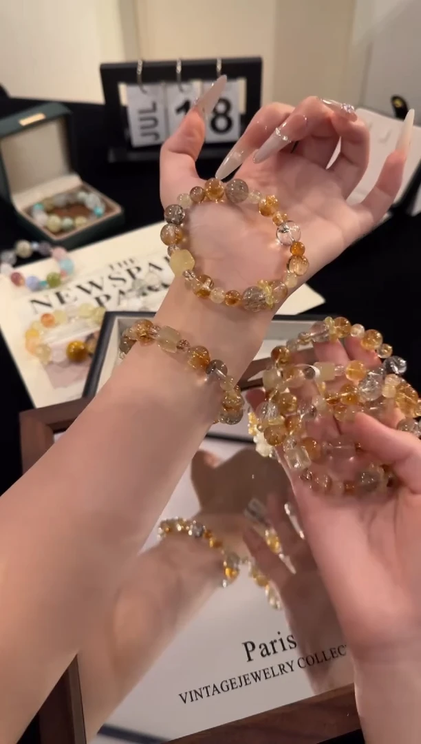 水晶手链合金黄塔晶多宝x2091