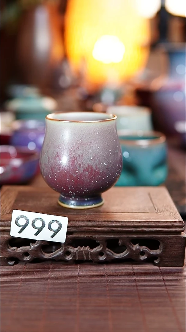 999钧瓷高足玉兰杯 气炭混烧何世超