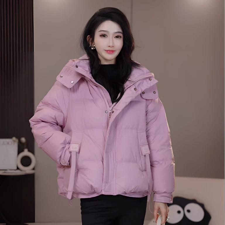 【阿紫专属】K-969冬季2024新款宽松时尚韩版防寒短款连帽羽绒服
