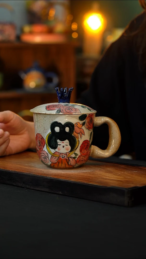 杯手绘心瓷陶瓷浮力