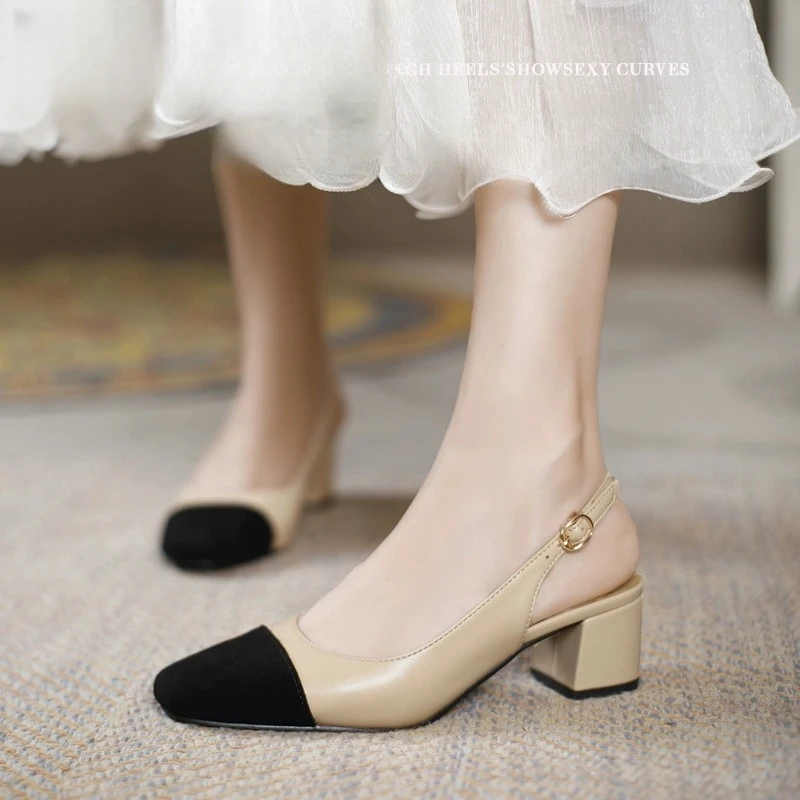 卓诗尼芙妮百搭2025年春夏新款欧洲站尖头女鞋浅口带钻包头凉鞋女